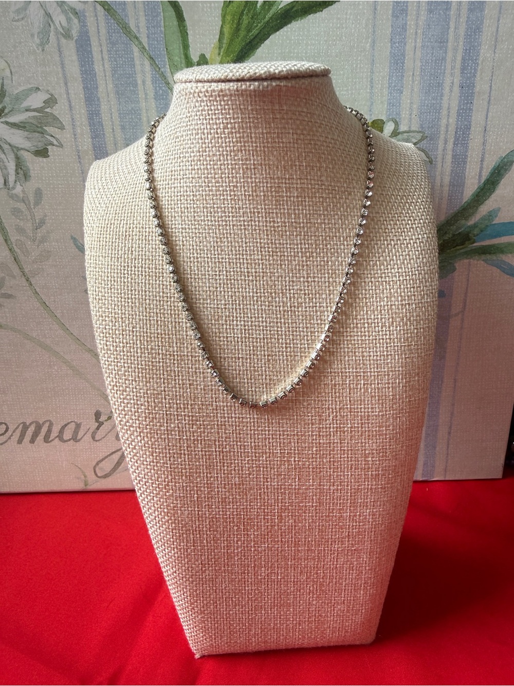 classic tennis choker necklace cubic zirconia set in a silver-toned metal chain